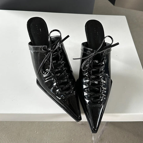 New Pointed Toe Fashion Lace Thin Heel Shoes CODE: KAR3026