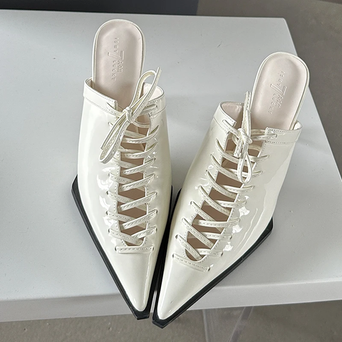 New Pointed Toe Fashion Lace Thin Heel Shoes CODE: KAR3026
