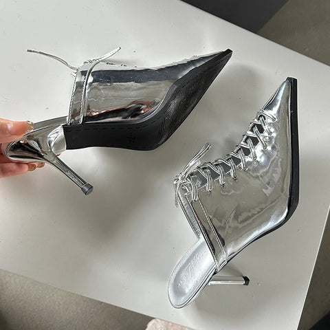 New Pointed Toe Fashion Lace Thin Heel Shoes CODE: KAR3026