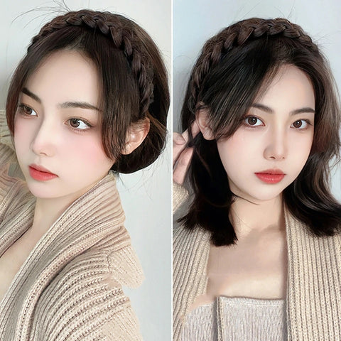 Fishbone braid Synthetic Hair Fringe Clip Bangs Wig CODE: KAR3027