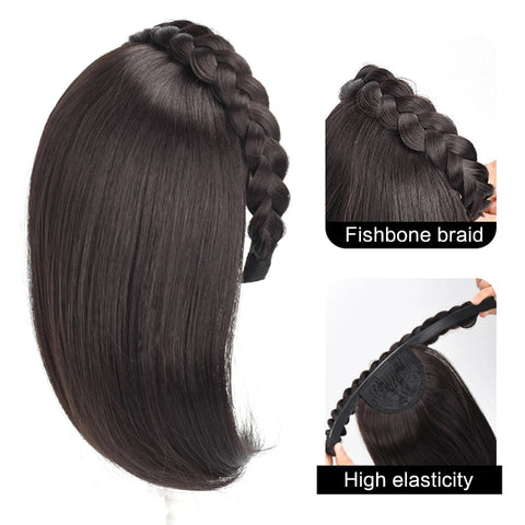 Fishbone braid Synthetic Hair Fringe Clip Bangs Wig CODE: KAR3027