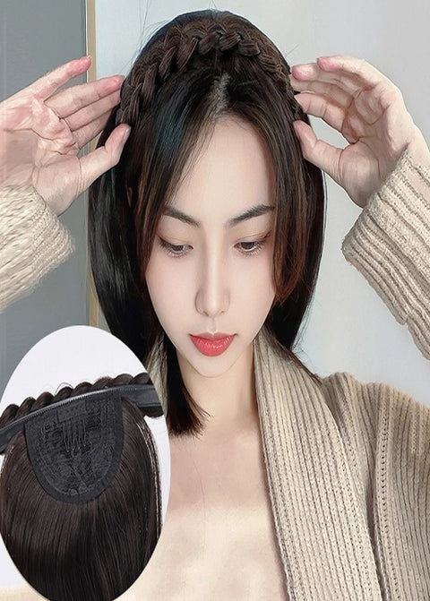 Fishbone braid Synthetic Hair Fringe Clip Bangs Wig CODE: KAR3027