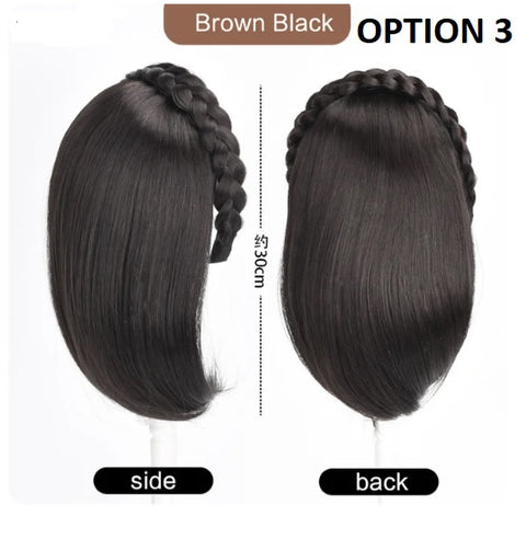 Fishbone braid Synthetic Hair Fringe Clip Bangs Wig CODE: KAR3027