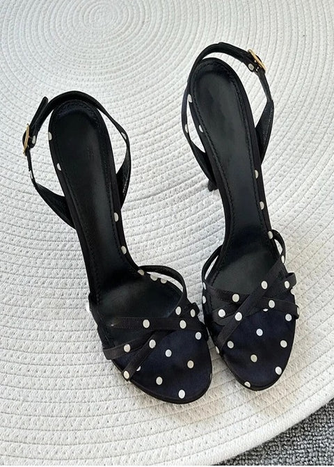 Pointed Toe Back Strap Polka Dot Pattern Sandal CODE: READY1246