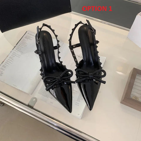 New Pointed Stiletto Luxury Bow Studded Heeled Sandal CODE: KAR3033