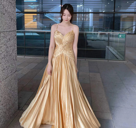 New Pleated Spaghetti Strap Long Beaded Stone Rhinestone Dress CODE: KAR3034