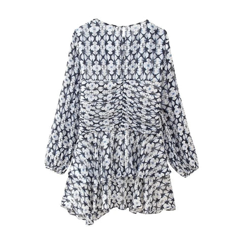 Summer Long Sleeve Casual Print Mini Dress CODE: KAR3035