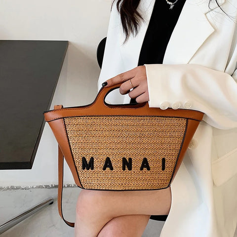 New Shoulder Bag High Quality Straw Woven Beach Handbag CODE: KAR3037