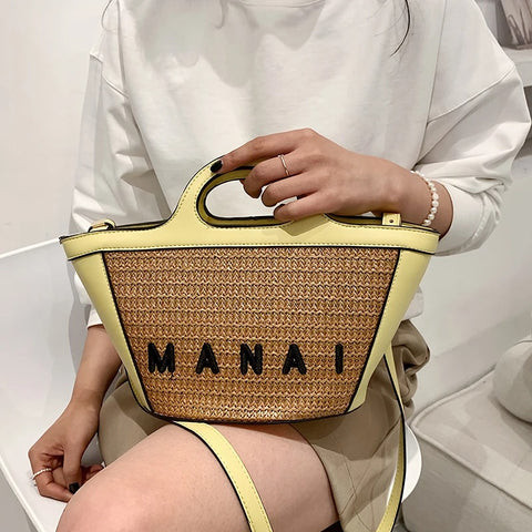 New Shoulder Bag High Quality Straw Woven Beach Handbag CODE: KAR3037