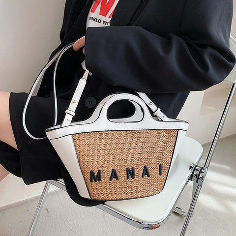 New Shoulder Bag High Quality Straw Woven Beach Handbag CODE: KAR3037