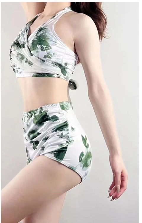 New Floral Print Halter Bikini Ruffle Swimsuit 3 Pieces Swimwear CODE: KAR3039