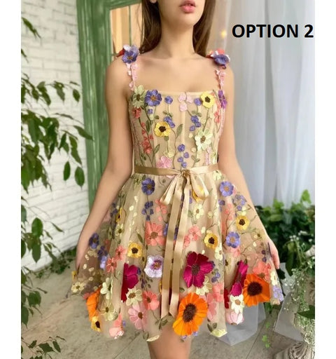 Sexy Sleeveless Flower Embroidered Lace Dress CODE: KAR3040
