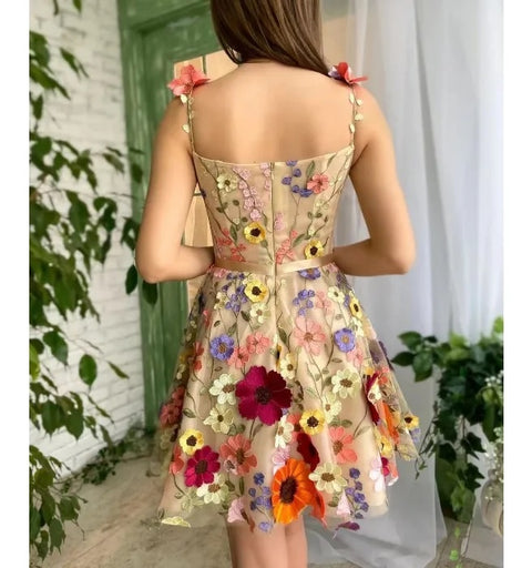 Sexy Sleeveless Flower Embroidered Lace Dress CODE: KAR3040