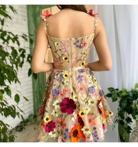 Sexy Sleeveless Flower Embroidered Lace Dress CODE: KAR3040