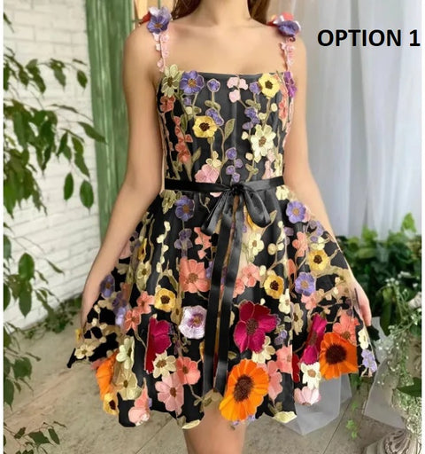 Sexy Sleeveless Flower Embroidered Lace Dress CODE: KAR3040