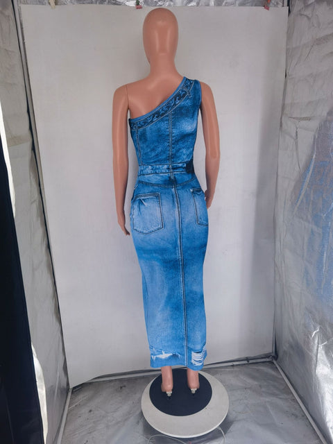 New One Shoulder Sleeveless Bodycon Midi Maxi Party Long Dresses CODE: KAR3051