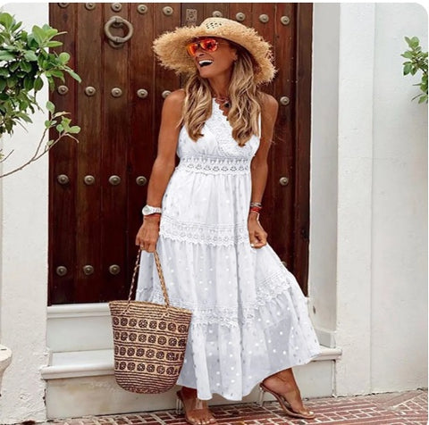 New Glitter Crochet Lace Long Dresses CODE: KAR3052