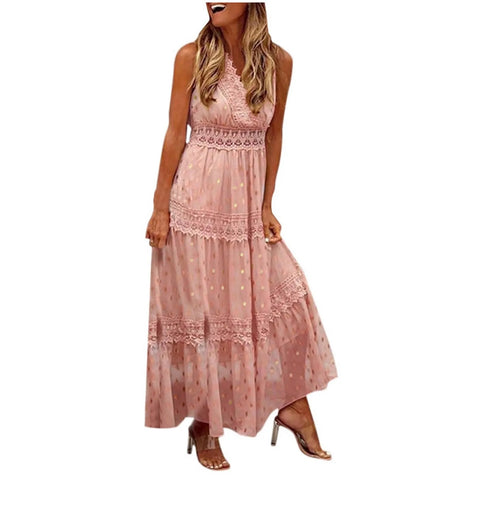New Glitter Crochet Lace Long Dresses CODE: KAR3052