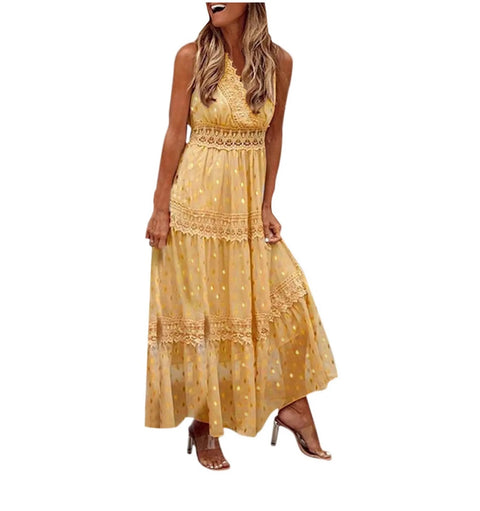 New Glitter Crochet Lace Long Dresses CODE: KAR3052