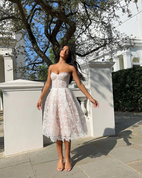 New Embroidered Flowers Elegant Strapless Sexy Club Dance Dress CODE: KAR3056