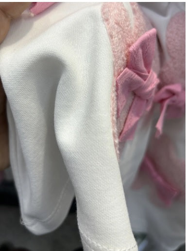 New Cartoon Embroidered Mid-Length Short-Sleeved Loose Bow Top CODE: KAR3057
