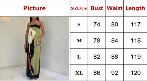Strapless Printed Sexy Backless Sleeveless Bodycon Long Dress CODE: KAR3059