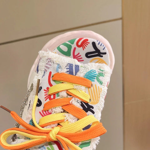 Summer Graffiti Mules Street Platform Slippers CODE: KAR3066