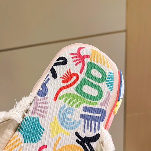 Summer Graffiti Mules Street Platform Slippers CODE: KAR3066