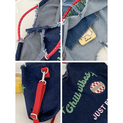New Large Capacity Embroidery Eco Shoulder Bag CODE: KAR3067