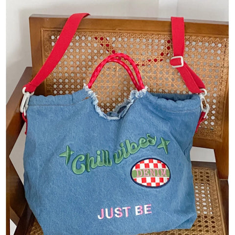 New Large Capacity Embroidery Eco Shoulder Bag CODE: KAR3067
