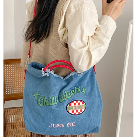 New Large Capacity Embroidery Eco Shoulder Bag CODE: KAR3067