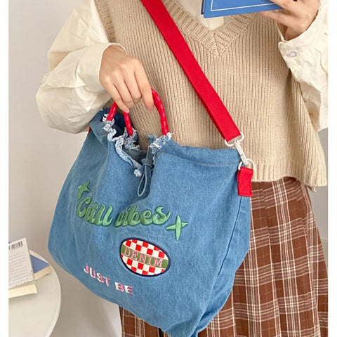 New Large Capacity Embroidery Eco Shoulder Bag CODE: KAR3067