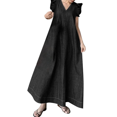 New V Neck Bohemian Loose Long Dress CODE: KAR3068