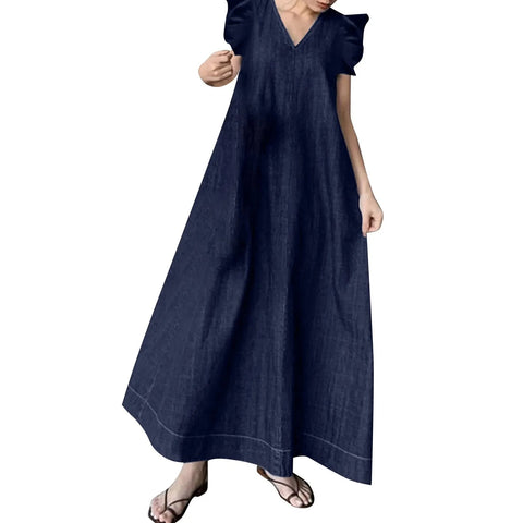 New V Neck Bohemian Loose Long Dress CODE: KAR3068