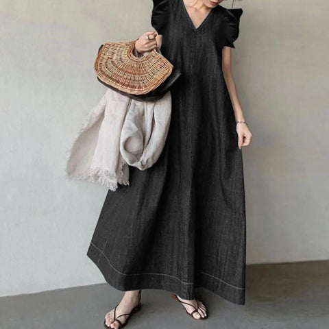 New V Neck Bohemian Loose Long Dress CODE: KAR3068