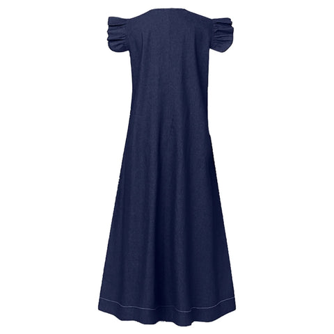 New V Neck Bohemian Loose Long Dress CODE: KAR3068