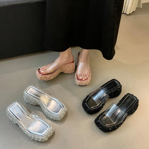 New Transparent Wedges Sequin Platform Sandals CODE: KAR3071