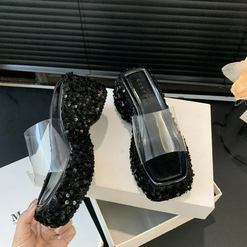 New Transparent Wedges Sequin Platform Sandals CODE: KAR3071
