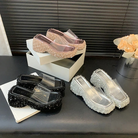 New Transparent Wedges Sequin Platform Sandals CODE: KAR3071