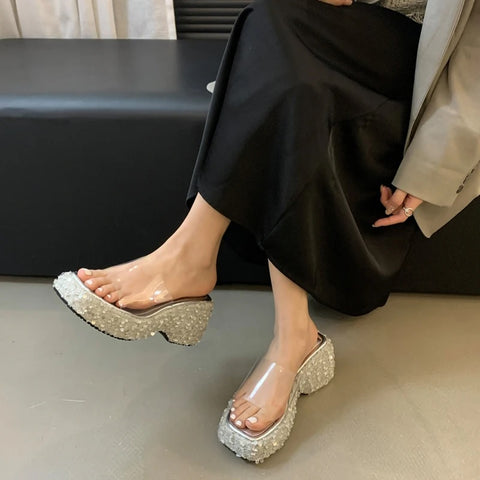 New Transparent Wedges Sequin Platform Sandals CODE: KAR3071
