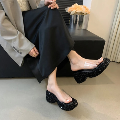 New Transparent Wedges Sequin Platform Sandals CODE: KAR3071