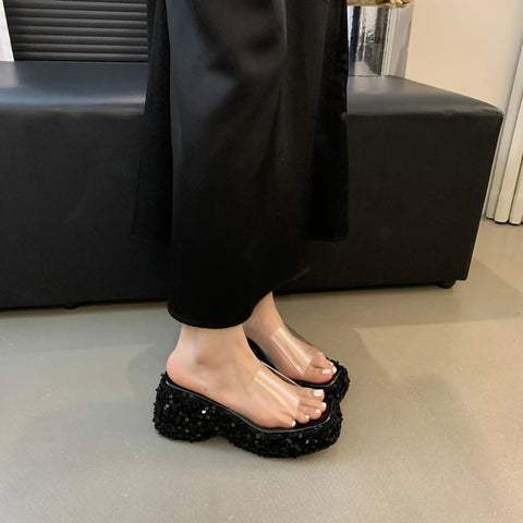 New Transparent Wedges Sequin Platform Sandals CODE: KAR3071