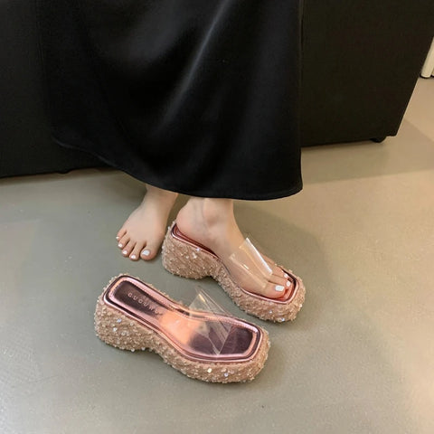 New Transparent Wedges Sequin Platform Sandals CODE: KAR3071