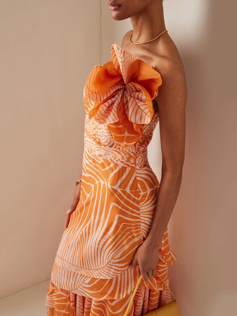 One Shoulder Three-Dimensional Flower Swimwear CODE: KAR3100
