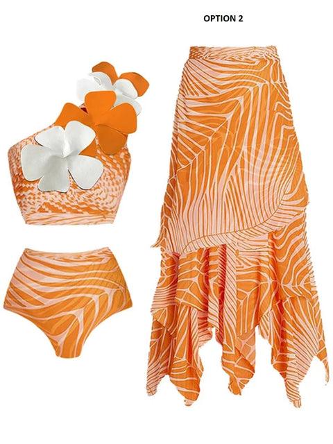 One Shoulder Three-Dimensional Flower Swimwear CODE: KAR3100