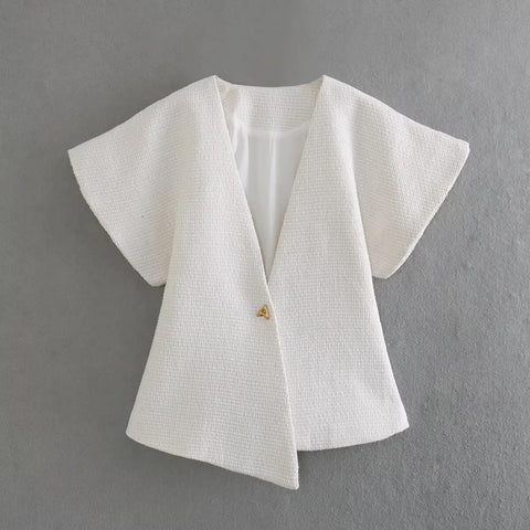 Vintage V Neck Stylish Fashion One Button Top CODE: KAR3102