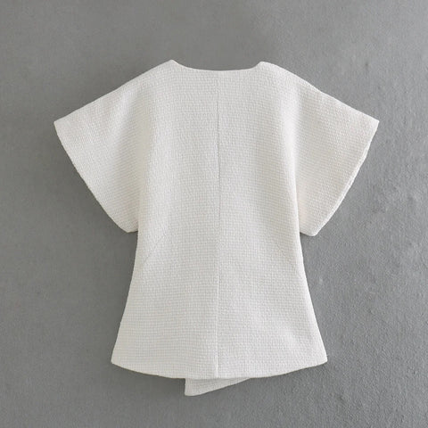 Vintage V Neck Stylish Fashion One Button Top CODE: KAR3102
