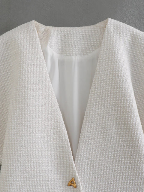 Vintage V Neck Stylish Fashion One Button Top CODE: KAR3102
