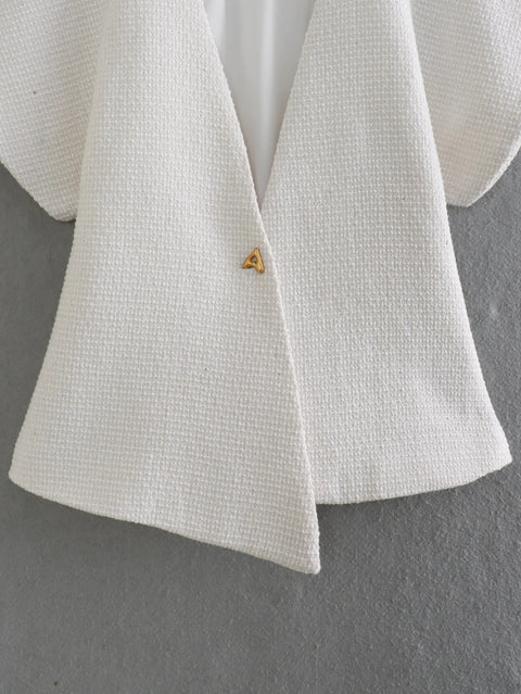 Vintage V Neck Stylish Fashion One Button Top CODE: KAR3102