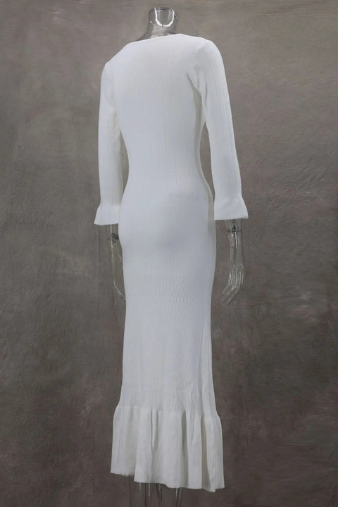 New Sexy V-neck Bodycon Party Elegant Buttoned Knitted Maxi Dresses CODE: KAR3110